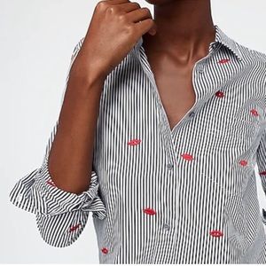 J CREW Classic-Fit Boy Shirt in Embroidered Kisses - AC217 - Sz 0